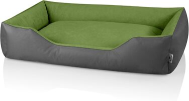 Лягушкове ліжко для собак LUPI, м'яке ліжко для собак з знімним та пральним чохлом, корзина для собак, собаче ліжко-софа, для маленьких собак, S, чорно-сірий (GREEN-ROCK (сірий/зелений), L 75 x W 60 x H 23 см)