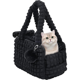 М'яка переноска для котів uuclume, стильна сумка-подушка з пухнастим м'ячиком та вентильованими сітчастими застібками, для цуценят до 5 кг / котів до 6,8 кг (чорна)