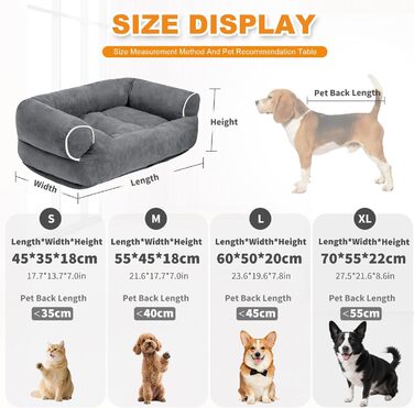 Крісло-лежанка для котів та собак PETCUTE, ортопедичне, з неслизьким дном, сіре