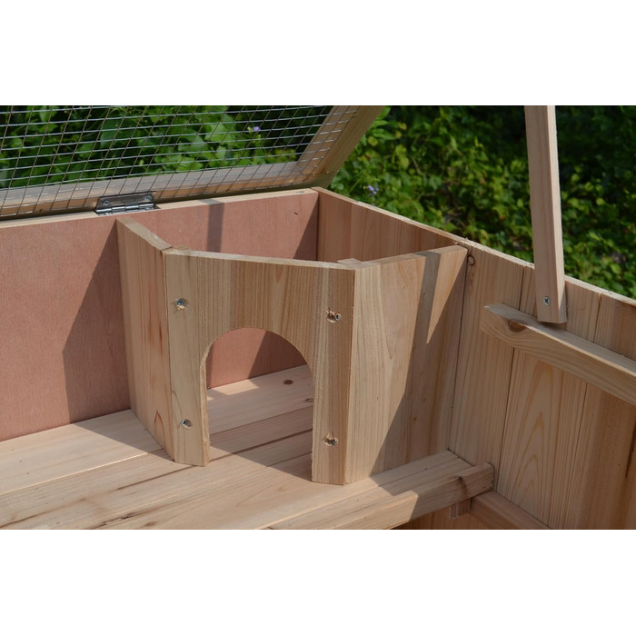 Клітка для дрібних тварин Mucola 117x63x58 см, 3-ярусна, дерев'яна, для хом'яків, мишей, кроликів, з відкидним дахом та рампою