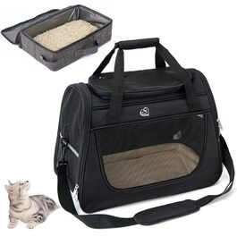 Транспортна переноска для котів Ruyiczb, чорна. Складана переноска для котів, переноска для подорожей, сумка-переноска для тварин