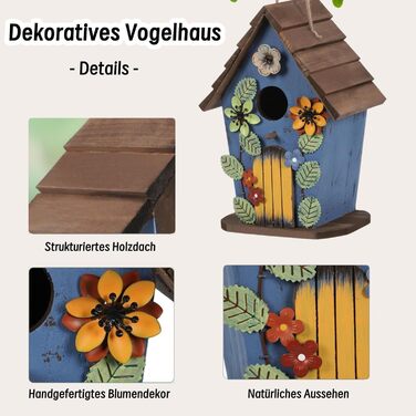 Дерев'яний будиночок для птахів JAZUIHA - годівниця для диких птахів, садовий декор, 40 мм отвір