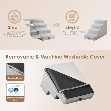 Сходи для маленьких собак EHEYCIGA 84×57×40 см сірі