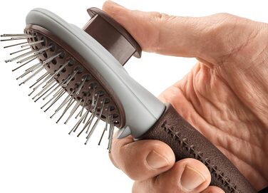 HUNTER SPA щітка для грумінгу самоочисна, для собак, 22,5 x 8,0 см, L, сіра / коричнева (19 см)