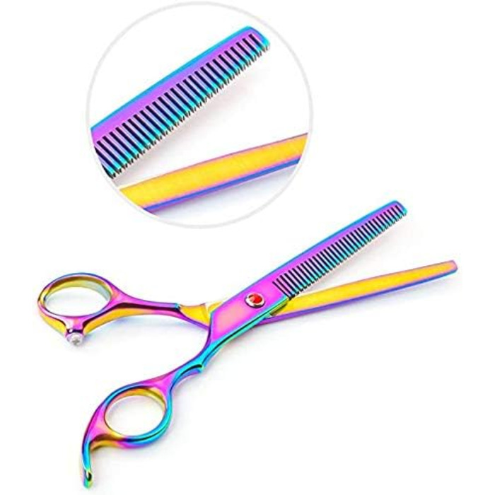 Професійні ножиці для собак 7 дюймів, набір 4 шт. (прямі, вигнуті, розріджувачі), чорний