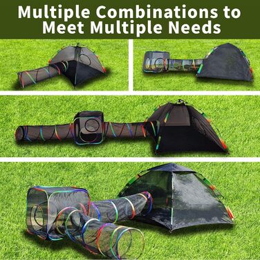 Клітка для котів Homegroove 4-в-1, набір для котів на вулицю з наметом та тунелем, для дрібних тварин