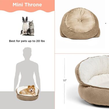 Ортопедичне ліжко для котів і собак Pet Throne, з високим бортиком, колір пшениця, розмір Mini
