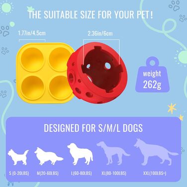 Іграшка для собак Larimuer Schleckball: інтерактивна годівниця-іграшка з силікону (червона)