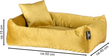 М'яке та зручне ліжко для собак Roé - ліжко-печеринка для маленьких собак, включає пакетики для збору відходів (S, гірчичний)