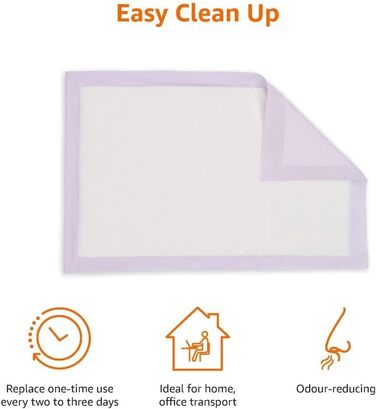 Одноразові пелюшки для котів Amazon Basics 40 шт. з швидковисихаючою поверхнею, фіолетові, без запаху