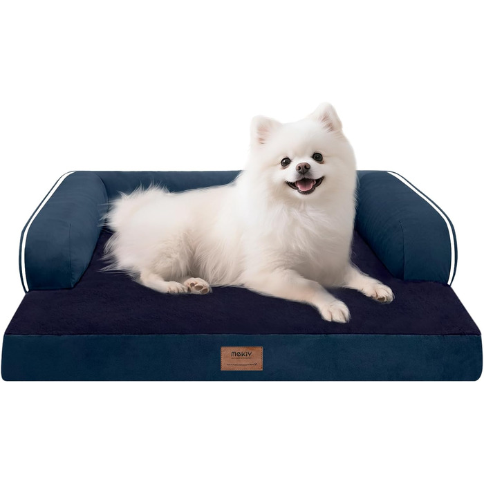 Ортопедичне собаче ліжко великого розміру XL, миється, знямна подушка для шиї, антиковзаюча підкладка, велике ліжко для собак, колір морський блакитний