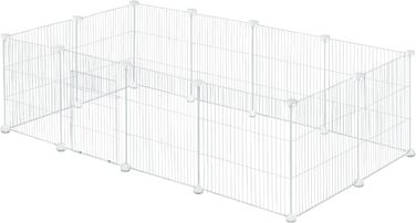 Клітка для кроликів та інших дрібних тварин EUGAD з дверцятами, розширювана, 142x72x36 см, міцний метал, проста збірка, білий колір