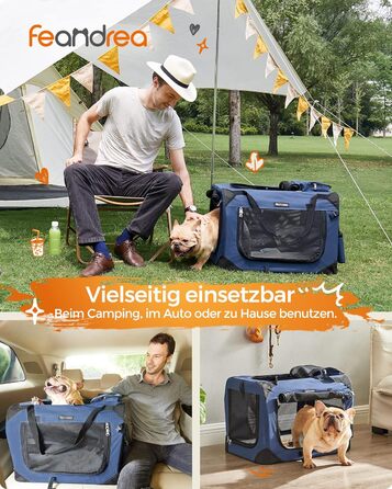 Клітка для собак Feandrea, переноска для собак XL, 81 x 58 x 58 см, з металевим каркасом та ручками, дихаюча, з кишенями
