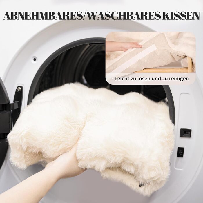 Катяме місце CheerPals з бука, 70x47 см: велике ліжко-софа для котів з м'якою знімною наволочкою, витримує до 15 кг