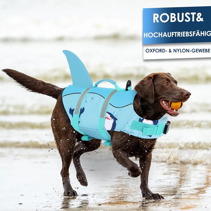 Жилет для плавання собак AOFITEE, блакитний, XS (Small), для маленьких, середніх та великих собак, з ручкою та світловідбиваючими смугами