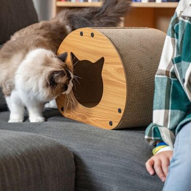 Котячий когтетоп з картону та килима, 30x43x25 см - іграшка для котів, натуральний матеріал