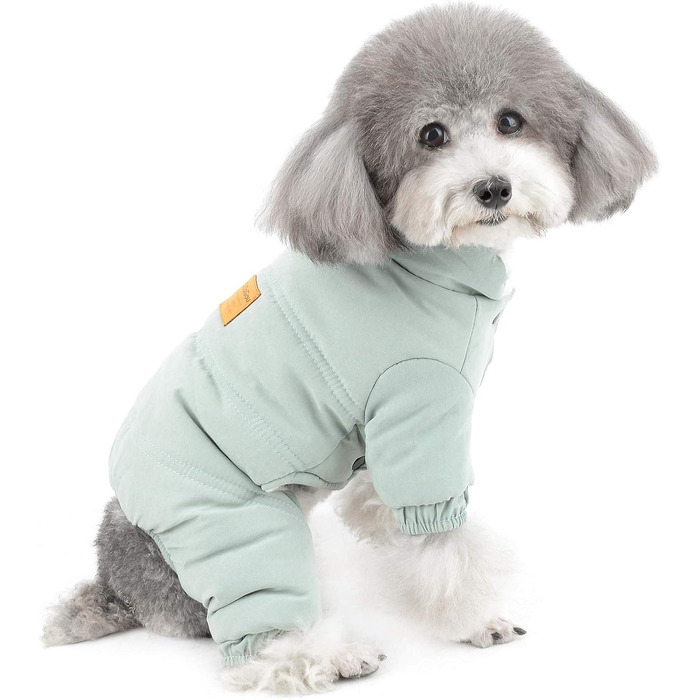 Зунеа Теплий зимовий костюм для собак - теплий пуховик з флісу для маленьких собак, цуценят, дівчаток та хлопчиків (L, зелений)