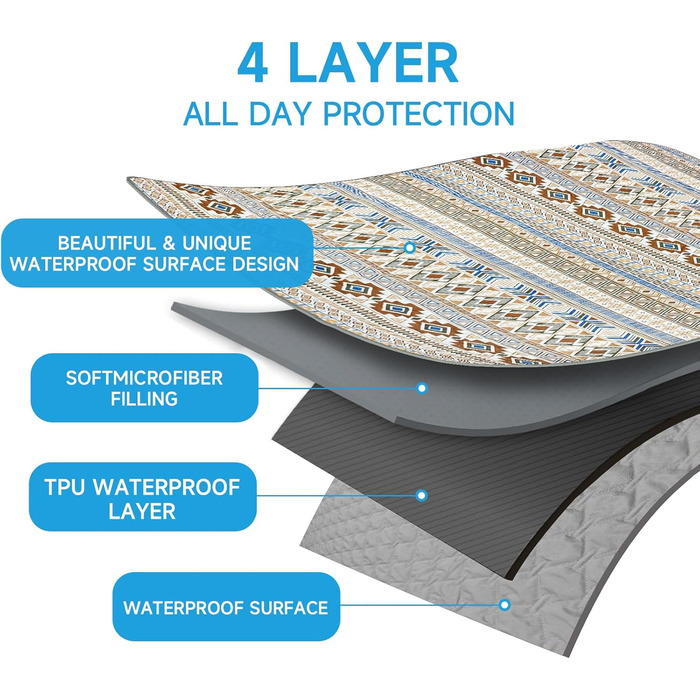 Водонепроникний двосторонній килимок для собак YOSEPATI, 178 x 76 см, бежевий з візерунком медальйон, для собак, котів, дітей, зручний для диванів та меблів, легко миється