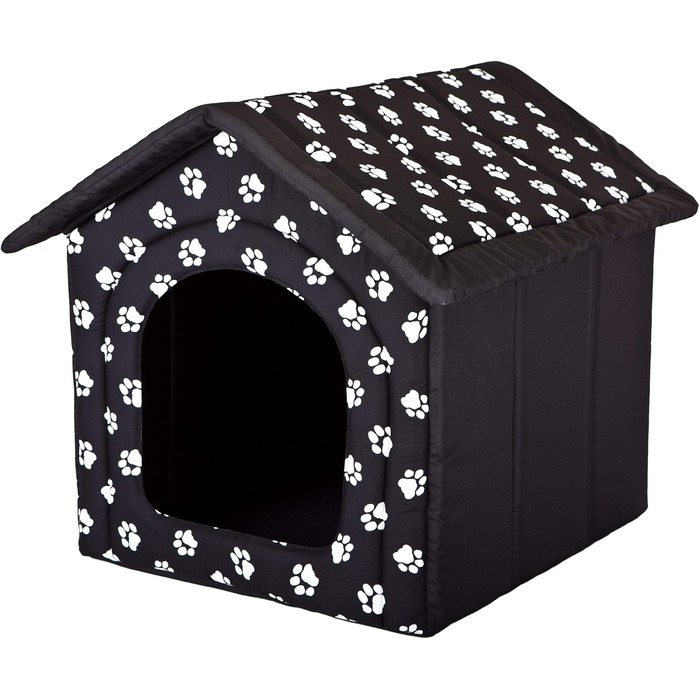 Будка для собак Будка-печера для собак м'яке ліжко для собак Будка для котів м'яка печера для котів mittle L - 52x46 см (76x72x74 см, чорний з лапами)