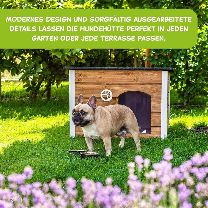 Будка для собак середніх порід Outentin - тепла, зимостійка, сірого кольору, 76x60x60 см