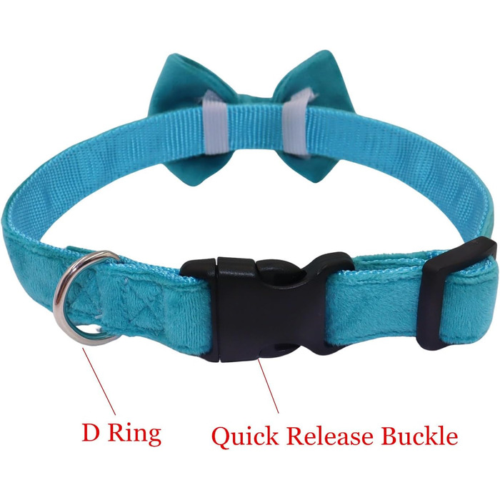 Нашийник для собак Vioett (L, Синій) з фіксуючою фігурою, м'який велюровий матеріал, для великих собак