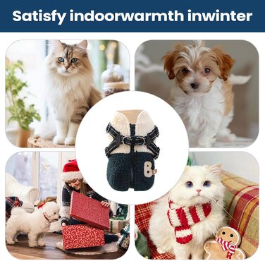 Зимовий теплий одяг для собак - куртка з флісовою підкладкою з отвором для шлейки, для холодної погоди, для маленьких та середніх собак, осінь, зелений та білий