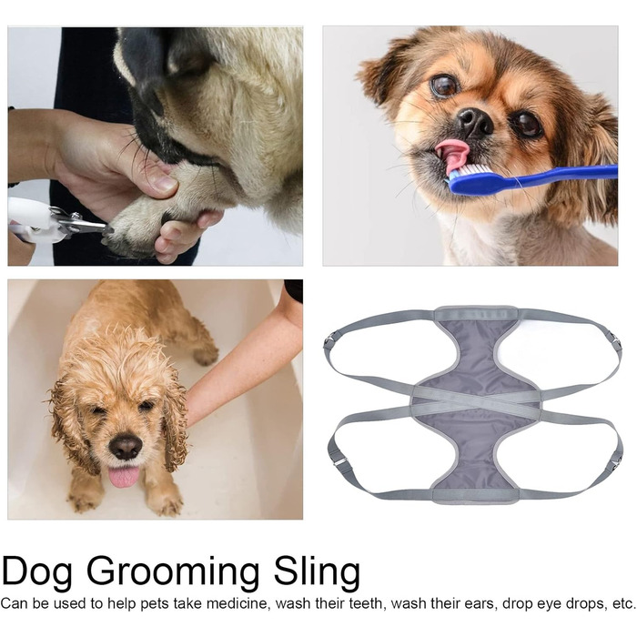 Гамак для грумінгу домашніх тварин, для собак та котів середніх та маленьких порід, сірий. Гамак-тримач для грумінгу, підходить для стрижки нігтів, миття та чищення вух