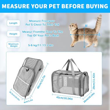 Транспортна сумка для кота та собаки, складана переноска для тварин, 42x26x29 см