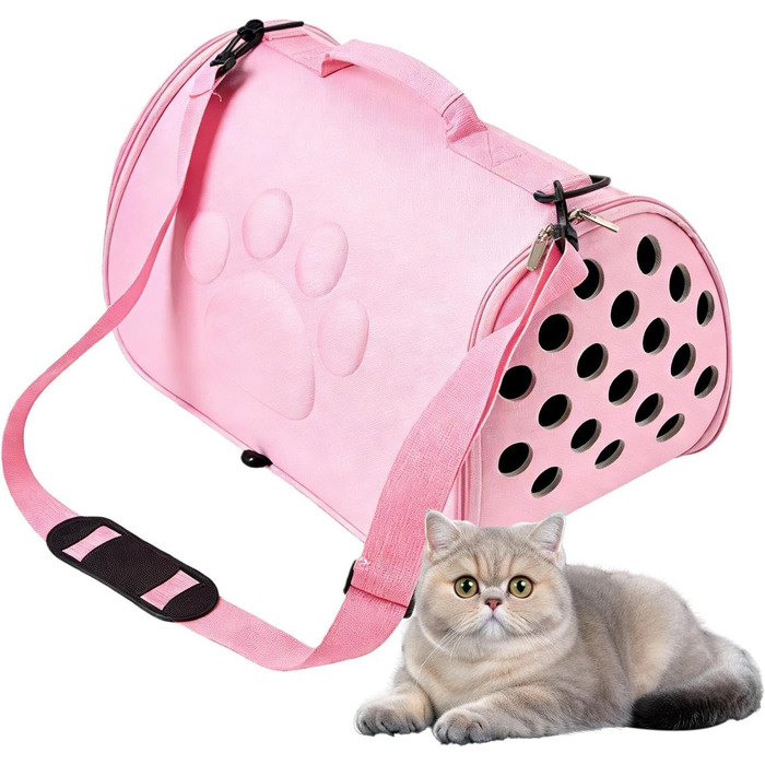 М'яка переноска для тварин з плечовим ременем - легка сумка для цуценят та маленьких собак (Рожева, L)