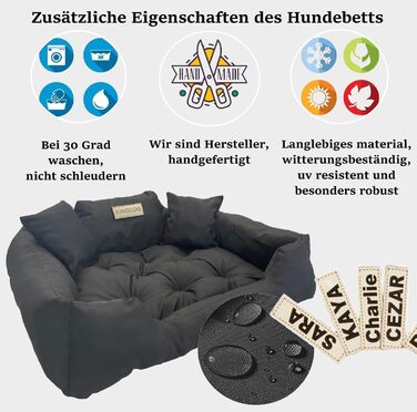 Крісло-ліжко для собак великих порід KING DOG XXL 130x105 см. Водонепроникне, з можливістю персоналізації (ім'я собаки), чорне, силіконова наповнювач