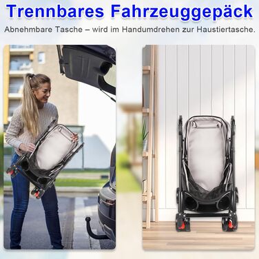 Візок для домашніх тварин Homewell: легкий, зручний, з безпечним ременем, для собак та котів до 20 кг (білий)