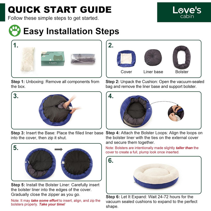 Кругле ліжко для котів та маленьких собак Love's Cabin, 50.8 см, оливково-зелене (темно-синій), з неслизьким та водовідштовхувальним дном, м'який та зносостійкий матеріал, можна прати