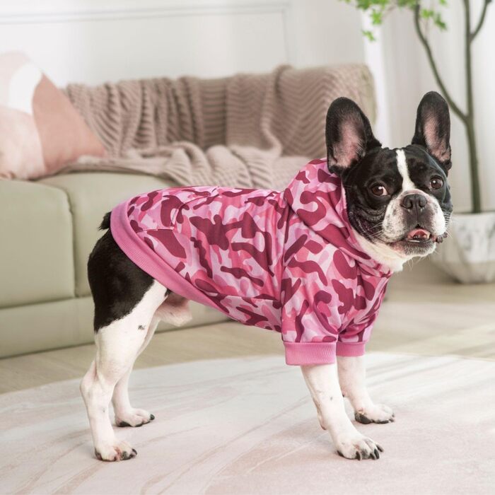 Теплий флісовий худі BT Bär з камуфляжним принтом для собак та котів, зимовий світшот, куртка, теплий одяг для маленьких та середніх тварин (зелений)