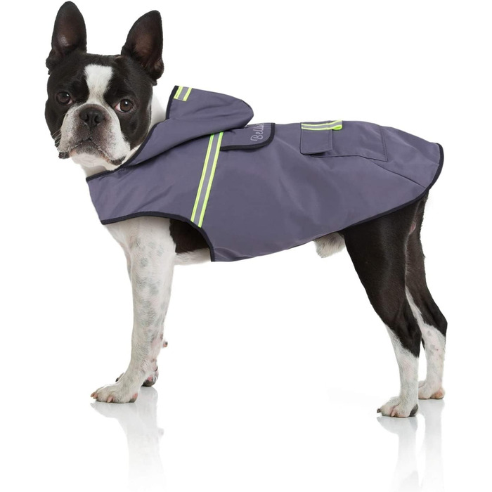 Дощовик для собак Bella & Balu - водонепроникний дощовик з капюшоном та світловідбивачами (S, сірий)