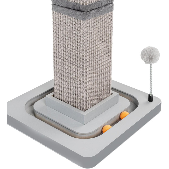 Котячий стовпчик для дряпання Carla з іграшками - інтерактивна котяча іграшка для самостійних занять. Висота 82 см, діаметр 20 см. (Антрацит, 33 x 33 x 67 см)