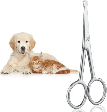 Набір ножиць для собак, 4 шт. з нержавіючої сталі: тример для домашніх тварин, ножиці для нігтів, ножиці для витончення, вигнуті ножиці та гребінець для грумінгу собак, котів та інших тварин (1 маленька ножиця)