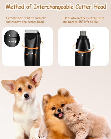Набір для догляду за собаками 4-в-1: стрижка, підрізання кігтів, USB-C, бездротовий триммер для собак та котів