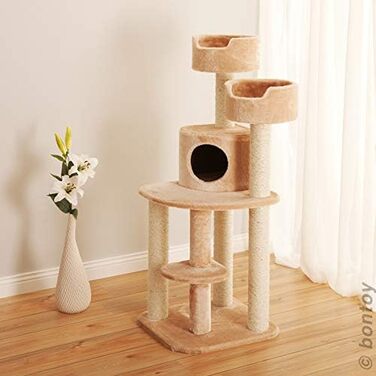 Когтеточка для котів Bontoy Jerry, кремова, 126 см, стовпи з сизалю 9 см, підходить для великих котів