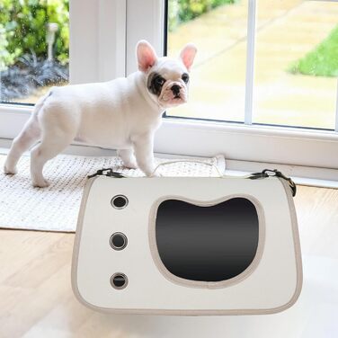 Сумка-переноска для собак, маленька, на плече - для подорожей на відкритому повітрі, зручна, легка, прозора (біла)