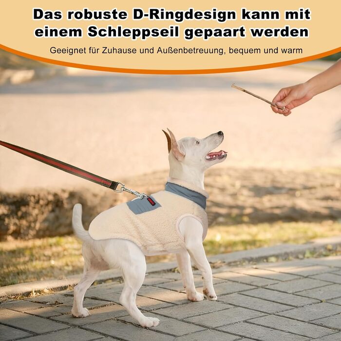 Зимовий одяг для собак: тепла куртка з флісовою підкладкою, вітронепроникна куртка для собак маленьких та середніх порід, жилет для собак з кільцем D для прогулянок на вулиці, зелено-бежевий колір, розмір XL