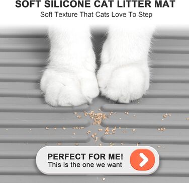 Килимок для котячого туалету PetNova, 101.6 x 76.2 см, силікон, вологостійкий, з рельєфом, легко миється, для кількох котів, сірий колір