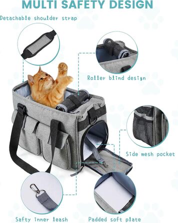 Транспортна переноска для котів та собак Happy Hachi, складана, з регульованим плечовим ременем, з м'якою оббивкою, для авіаперельотів, туристична переноска