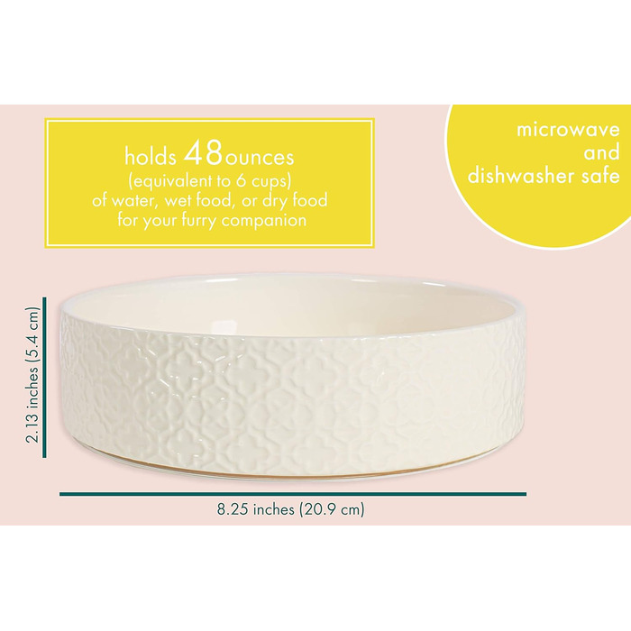 Великий керамічний миска для собак Kendra Scott, 1,4 л, для корму та води, миється в посудомийній машині, велика, 6 порцій