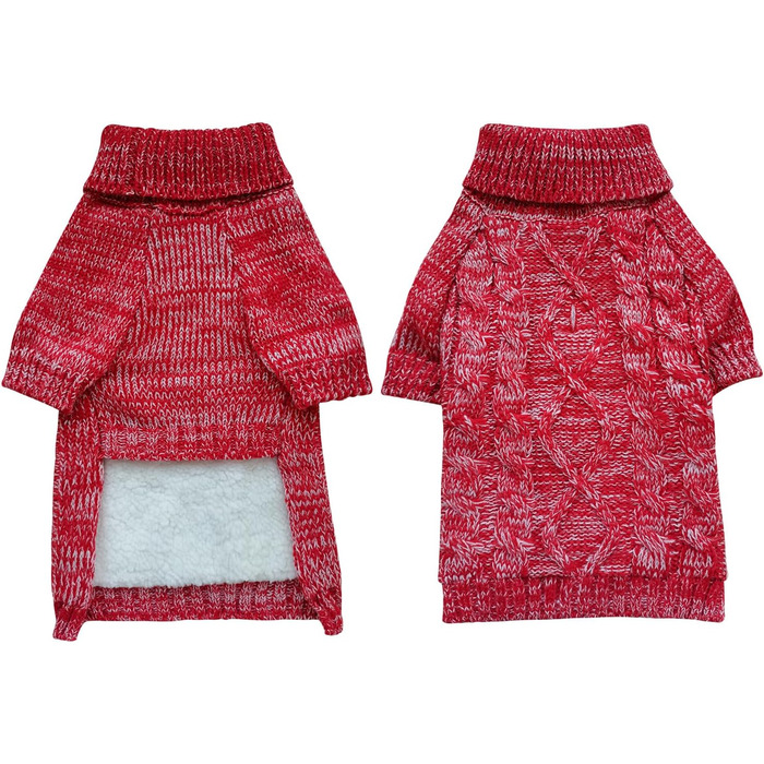 В'язаний пуловер для собак, теплий та м'який, для зими, для цуценят, червоний (S)