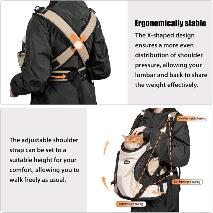 NATUYA Сумка-переноска для собак, переноска для тварин з м'якою підстилкою, 2 кишені на блискавці, для подорожей, прогулянок, переноска для собак з переднім доступом (Абрикосовий)