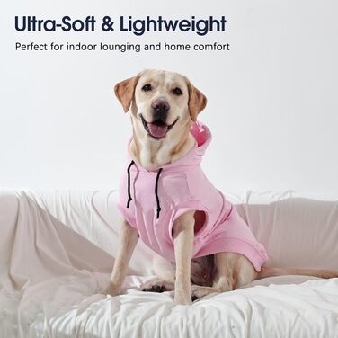 Світшот для собак IECOii з капюшоном, рожевий, розміри M-4XL (обхват грудей 83 см)