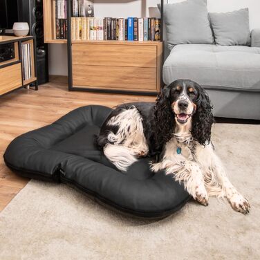 4L Textil Ella - Лежанка для собак великих порід, штучна шкіра, водостійка, 110x90 см, чорна