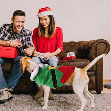 Костюм Святого Миколая для собак Threetols: теплий зимовий набір для тварин, костюм для собак, тепла куртка, набір для собак, святкова одіяння, середній розмір