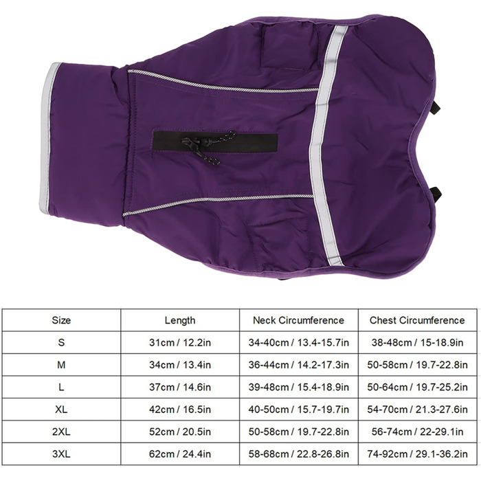 Зимова тепла куртка для собак з світловідбиваючими елементами, регульована, з коміром-стійкою, для маленьких, середніх та великих собак (Чіхуахуа, Доберман), колір: фіолетовий, розмір: XL