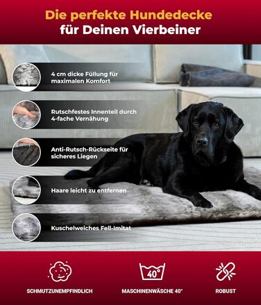 Килимок для собак HS-Hundebett® з підкладкою та антиковзаючою основою XS (45x65 см) – М'який та пральний – Зручна лежанка для собак – Виготовлено в Німеччині